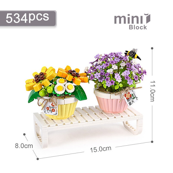 MOC 393 Delar Odödlig Blomma Krukväxter Ornament Suckulenter Modell Byggklossar Tegelstenar DIY MOC Monteringsleksaker För Flickor Present 1674 No box