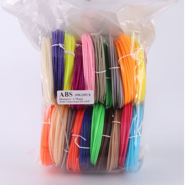 PLA/ABS 3D-kynän filamentti 10/20 rullaa 10M Halkaisija 1,75 mm 200M Muovifilamentti 3D-kynälle 3D-tulostinkynälle, Väri ei toistu ABS10 colors As photo