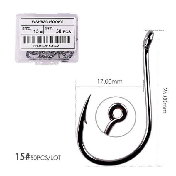 Fishhook 50 stk / 20 stk / Eske Sirkel Karp Øye Fiskekrok Størrelse 2-22# Ringøye Japan Fiskekroker Fiskekroker Enkel Jigg Fiskekrok Utstyr Size 15 - 50pc