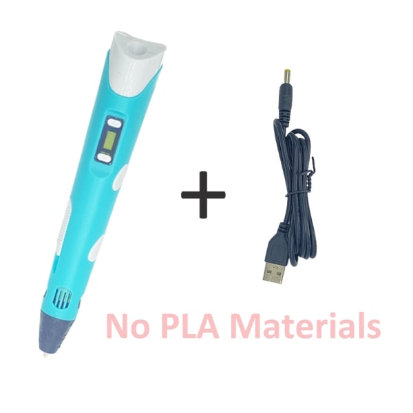 3D-penna Utskrift Pennor OLED-display Gel Konst Hantverk Skrivare PLA ABS Filament 3D Ritning Utskrift För Barn/Vuxna Kreativ Rita Måla Blue without PLA
