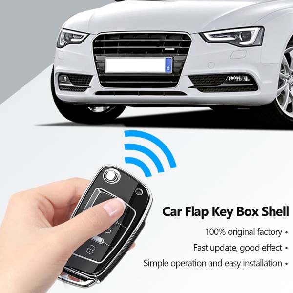 Blød TPU Bil Flip Nøgle Etui Cover Skal Fob til A1 A3 A6 A6L Q2 Q3 Q7 TTS R8 S6 RS3 Beskytter Nøglering Auto Tilbehør Overseas Phnom Penh white
