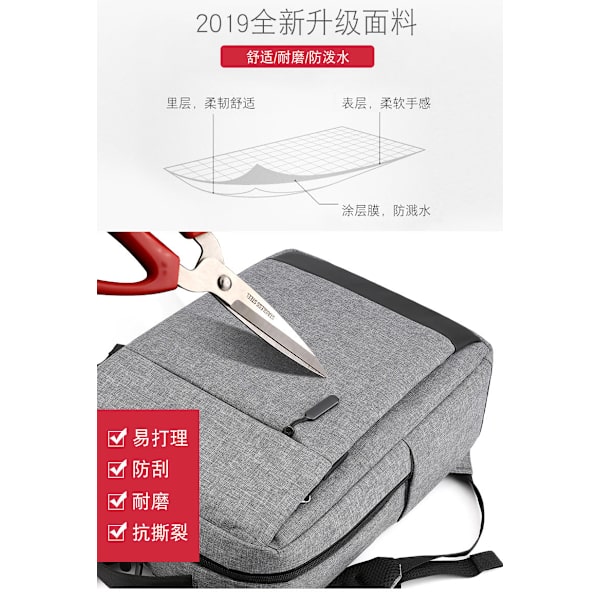 Sport Outdoor Swagger -laukku polyamidia ja kestävää nailonia, reppu matkustamiseen tai liiketoimintaan Light Grey