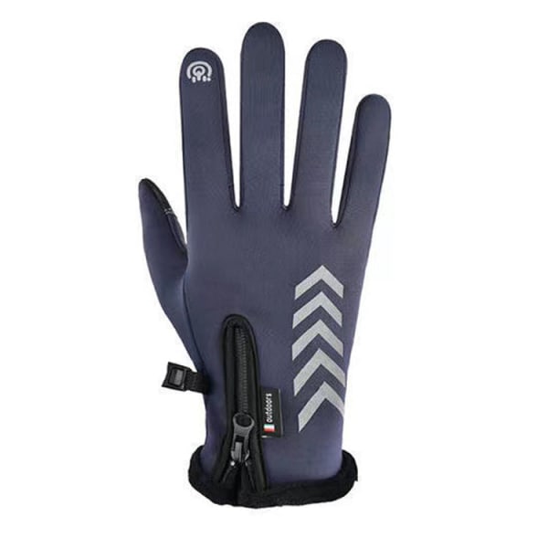 Herre- og damehandsker til efterår og vinter med varm berøringsskærm, vindtætte, varme udendørs bjergbestigning, skiløb, cykling, lynlåshandsker Waterproof wool mouth arrow Blue M