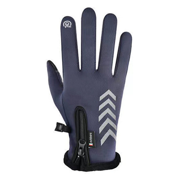Varma pekskärmshandskar för män och kvinnor, höst och vinter, vindtäta, varma utomhus, bergsklättring, skidåkning, cykling, med dragkedja Waterproof wool mouth arrow Blue XL