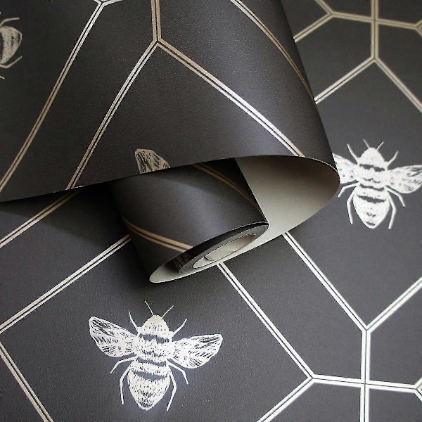 Honeycomb Bee Tapet Holden Kolgrå Charcoal