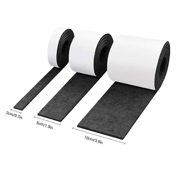 3 Rullar Självhäftande Möbel Filt (100cm * 10cm + 100cm * 5cm + 100cm * 2cm) Klipp Valfri Form Starkt Lim Glidmatta Tejp Stol Golvskydd