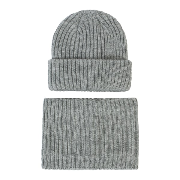 Stickad mössa för barn 2023 höst och vinter Ny mössa Scarf Set Randig stickad ullmössa Light gray S size