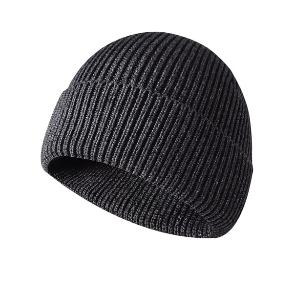 Strikket lue for menn Akryl og bomull Strikket lue Flens Vinter Utendørs Varm lue Par Strikket lue Black Adjustable