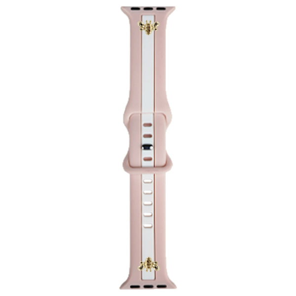 Klockarmband för Apple Watch iWatch 38-41mm svart box rosa sand med vit + guld bi