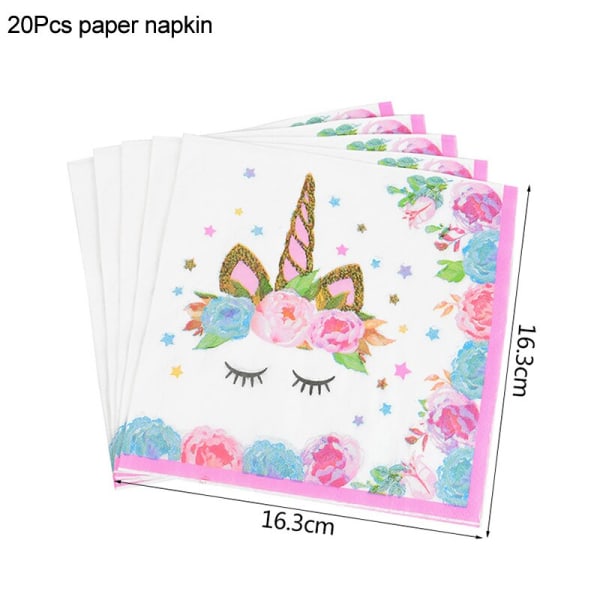 Regnbue Enhjørning Bursdagsfest Dekorasjon Engangsservise Sett Enhjørning Ballong Jente Baby Shower Barn Bursdagsfest Utstyr 1pc unicorn2
