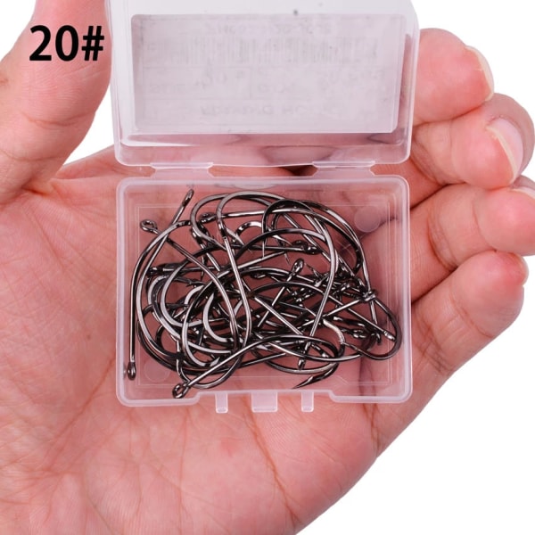 Fishhook 50st 10st Belagd Högkolhaltigt Rostfritt Stål Hullingförsedda Karpfiskekrokar Paket med Originalförpackning Fiskekrok Utrustning Size 4 - 50pcs