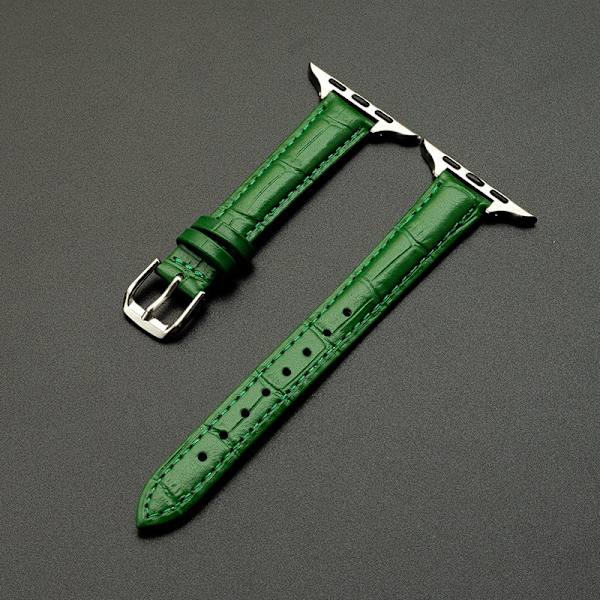 Klockarmband för Apple Watch iWatch 38/40/41mm - lager bambumönster 14 smal midja grön