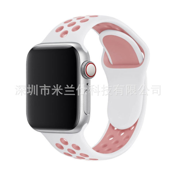 Klockarmband för Apple Watch iWatch 38/40/41/42mm-S10 standardstorlek SM kod 19 vit med rosa