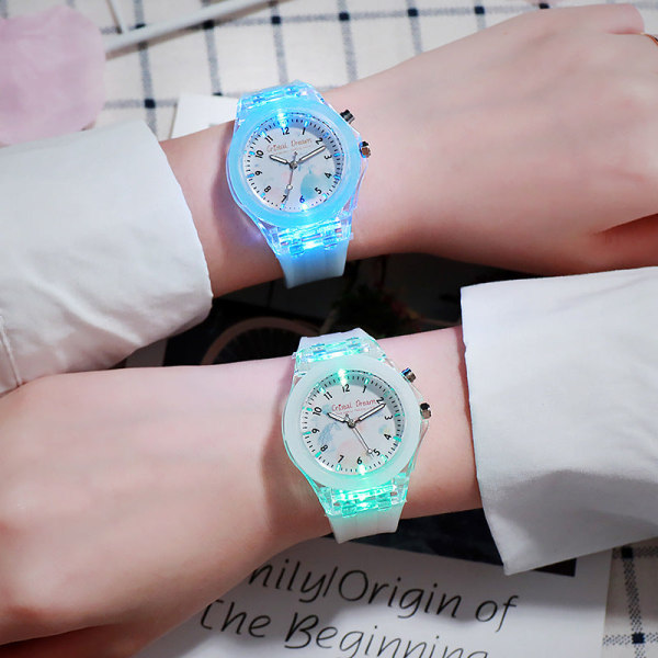 Watch Luminous Led Watch Pojkar och flickor Grundskola Student Watch Cartoon Luminous Fashion Watch Letters light pink