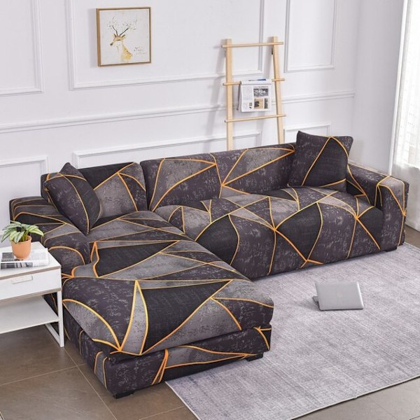 Enfärgade hörnsofföverdrag för vardagsrum, elastiska Spandex sofföverdrag, stretchiga överdrag, L-formad soffa, behöver köpa 2 st sofföverdrag 3 1pc 2-Seat 145-185cm