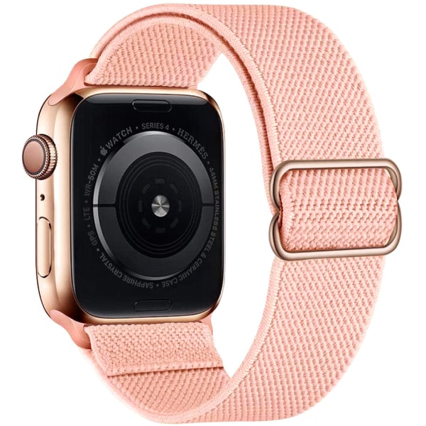 Nylon för apple watch band 44 mm 40mm 41mm 45mm Justerbar Elastisk solo ögla bälte armband apple watch serie 7 6 se 5 4 3 Pink 42mm - 44mm - 45mm