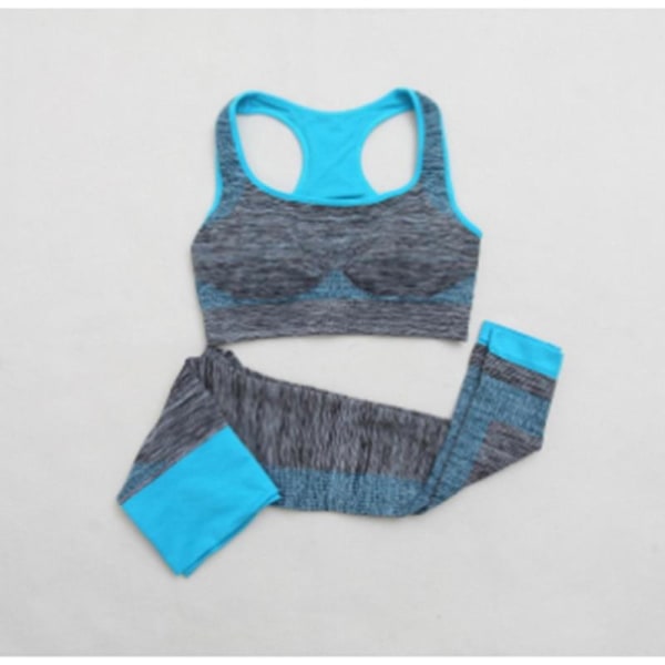 Yoga Set Crop Tops + Yoga Leggings Fitness Gym Löparkläder För Kvinnor B pink L