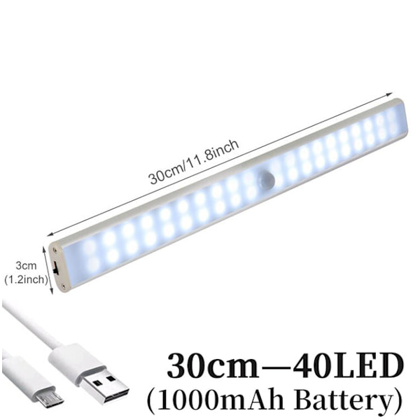 Trådløs LED Nattlys Bevegelsessensor Lys Skap Nattlampe For Kjøkken Soverom Skap Trapp Bakgrunnsbelysning 10 LED white