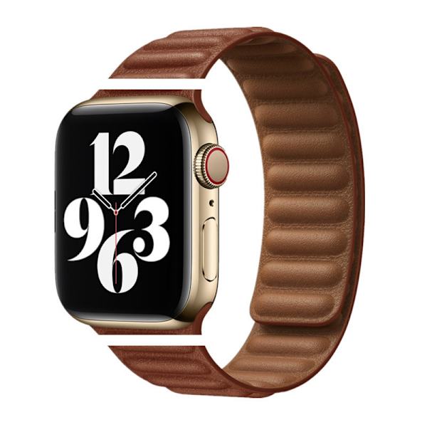 Klockarmband för Apple Watch iwatch 38/40/41/42mm-S10 Läder Magnetisk Sug-5 Sadelbrun