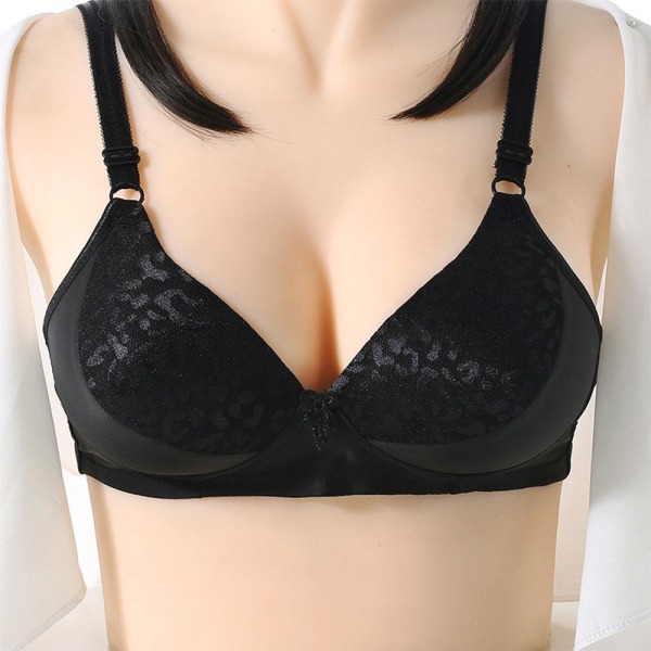 Dame Ensfarget Sexy Jacquard Glanset Pustende BH Vattert Push Up Justerbar Stropp BH Red 38/85BC
