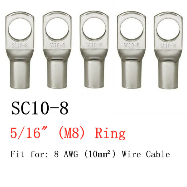 100/50/25/10STK 4-25mm Sortiment Förtennade Koppar Kabelskor Ring Krympterminaler Batterikabel Svetskabelsanslutningssats SC10-8 10