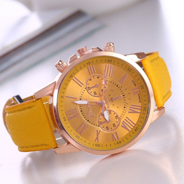 Watch Geneva Quartz Watch Armband Dammode Watch Skala Watch Yellow