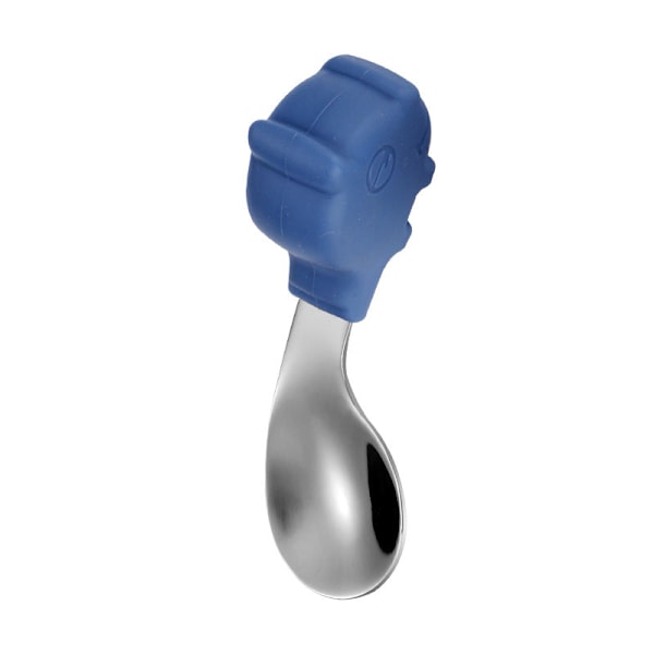 Vauvan haarukka ja lusikka integroidulla silikageelikiinnikkeellä taaperon ruokailuun tarkoitettu lautanen lasten astiasto Bent Spoon-Blue