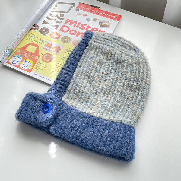 Fargematchende Lue Dame Høst og Vinter Halsbeskyttelse Termisk Strikket Ullue Koreansk Stil Ridesikker Vindtett Knapp Erme Lue Yellow M（56-58cm）