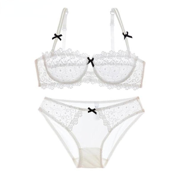 Sexig set Spets-BH 1/2 kopp Bysthållare Plus Size White 70D