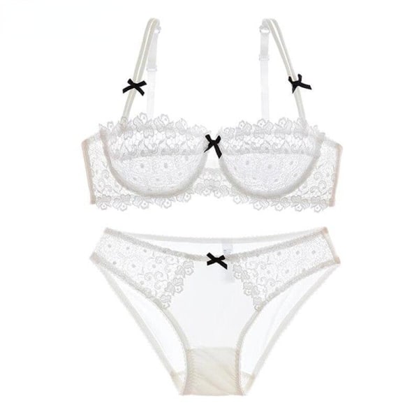 Sexig set Spets-BH 1/2 kopp Bysthållare Plus Size White 80D