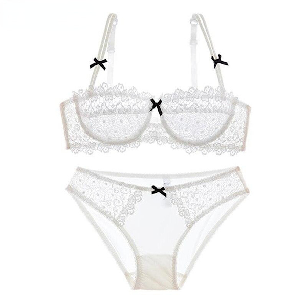 Sexigt Underklädesset Spets BH 1/2 Kupa BH Plus Storlek White 70B