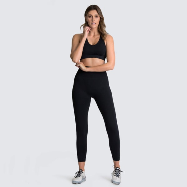 Yoga Sæt Trænings Leggings Sportsdragt BH'er Fitness Gym Løbesæt Til Kvinder Rust redSet S