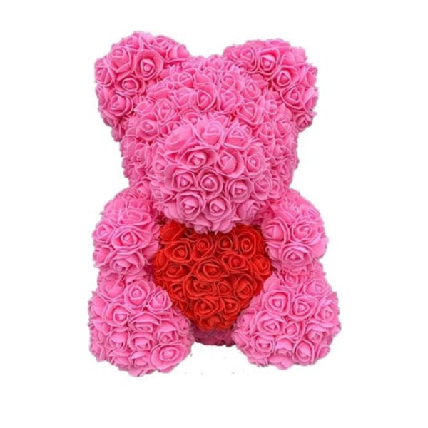 40cm Rose Bear Heart Konstgjord Blomster Rose Nalle För Kvinnor Alla hjärtans bröllop Födelsedag Julklapp Pink red 40CM