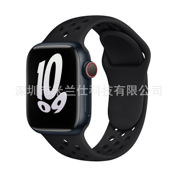Urrem til Apple Watch iWatch 38/40/41/42mm-S10 standardstørrelse SM kode 59 sort med sort