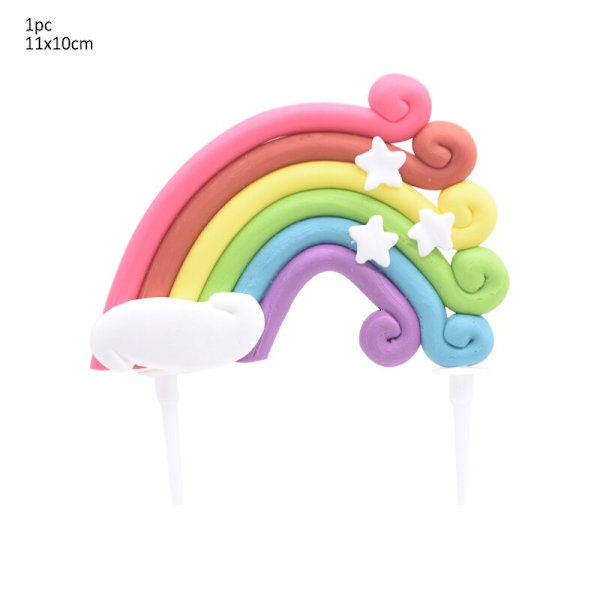 Regnbue Enhjørning Bursdagsfest Dekorasjon Engangsservise Sett Enhjørning Ballong Jente Baby Shower Barn Bursdagsfest Utstyr 1pc cake topper