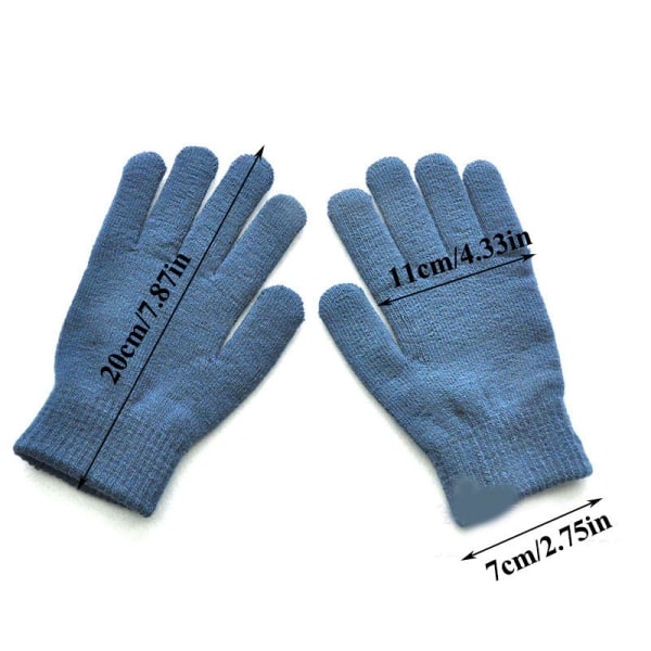 1 Par Stickade Ullhandskar för Par Vinter Enfärgad Hel Finger Vantar Handvärmare Herr Dam Handskar Tjockare Cykelhandskar Dark Grey One Size