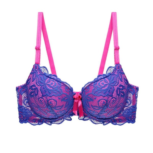 Spetsbehåar i Stora Storlekar för Kvinnor Bralette Underkläder Sexiga Underkläder Push Up Justerbar BH Blue 95C