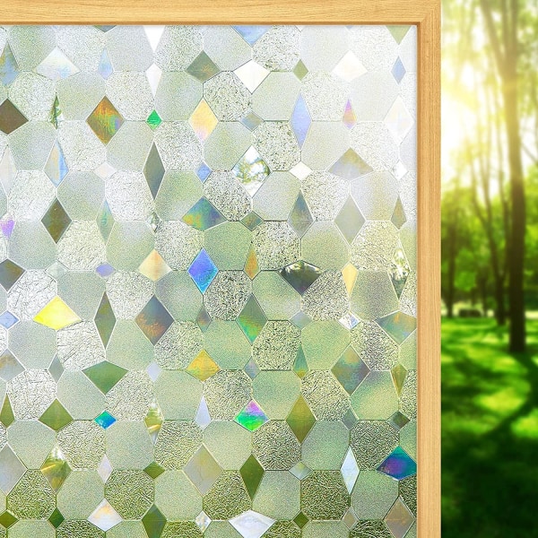 Sekretess Fönsterfilm Statisk klamrar sig dekorativa solskyddande icke-vidhäftande anti-UV-skydd Värmekontroll glasklistermärken för hemmet Gray 45x300cm