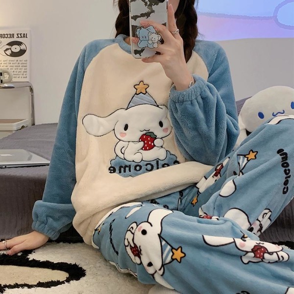 Cinnamorol Storeøret Hund Pyjamas Afslappet Langærmet Rundhalset Sæt Tegneserie Hjemmetøj Like the picture XL
