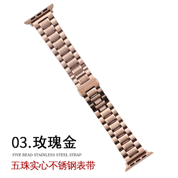 Klockarmband för Apple Watch iWatch för 38-40-41mm roséguld solid fjärilslås
