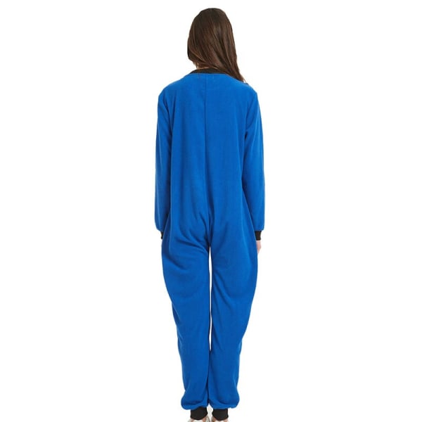 Dam Nattkläder Jumpsuits Fickor utan huva Dragkedja Onesie One-piece Solid Pyjamas Hemkläder Långärmade Nattkläder Pyjamas Casual Blue M