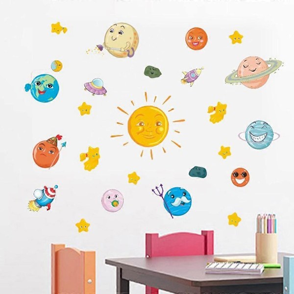 Sol System Stjärnor Planeter Väggdekaler för Barnrum Vardagsrum Heminredning Babyrum Dekaler Födelsedag Julklapp 91x28cm 91x28cm