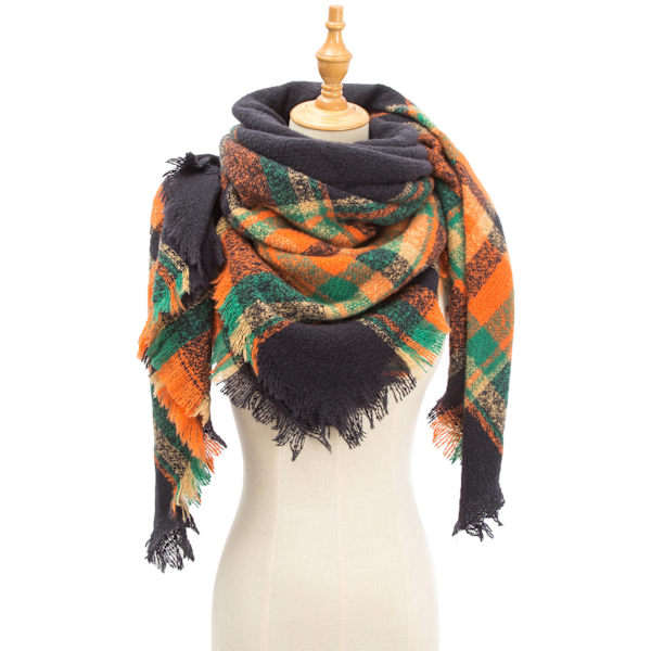 Naisten kolmionmuotoinen syys- ja talvikaulahuivi harjaspintainen ruudullinen neliöhuivi halkiohuivi scarfgirl1255SF 135x135x200cm