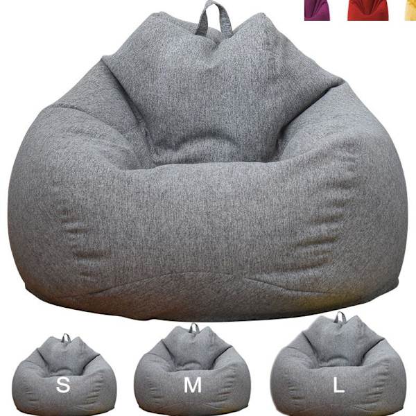 Stor Liten Lazy Sofföverdrag Stolar Utan Fyllning Linne Tyg Lounger Sits Sittsäck Puff Soffa Tatami Vardagsrum Sittsäckar Grey 80*90cm