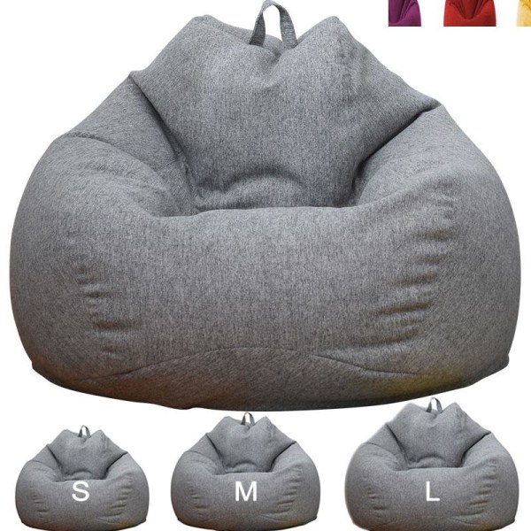 Stora små lata soffor Cover Stolar utan fyllmedel Linne Tyg Solstol Säte Bean Bag Puff Puff Soffa Tatami Vardagsrum sittsäckar Grey 70x80cm