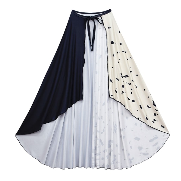 Film Cruella De Vil Cosplay Kostymer Barnklänning Svart Vit Maid Dress Halloween festklänning med kappa peruk 80589dress cloak 01 160