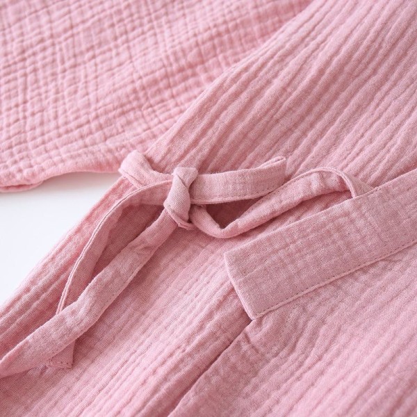 2023 Japansk Kimono Set 100% Bomull Pyjamas Tvådelad Par Yukata Lös Dam Träningsdräkt Ångbastu Hemset Green M