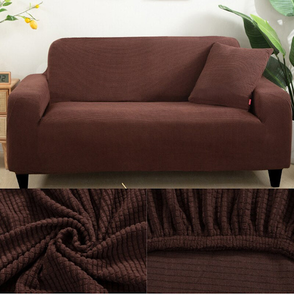 Tykt sofabetræk Jacquard ensfarvet trykt sofabetræk til stue sofabetræk hjørnesofa betræk L form coffee 1-seater(90-130cm)