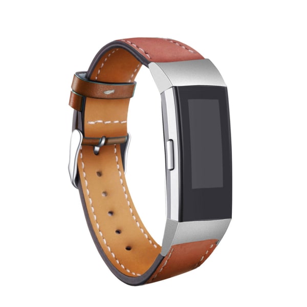 Ersättningsarmband för Fitbit Charge 3 Läderarmband Utbytbara Smart Fitness Klockarmband med Rostfri Ram för Charge3 B