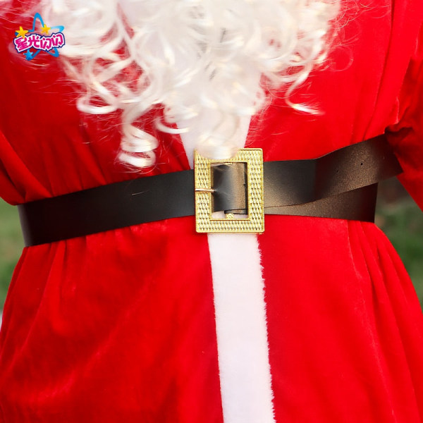 Julemandskostume mænd hat bælte skæg gavepose cosplay sød sjov polyester materiale ny stil Hvid og rød 10PCS-A 4XL